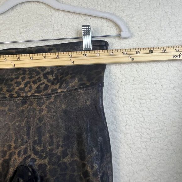 Spanx Leopard Print Faux Leather Metallic Shine Leggings Mid Waist Size Small - Picture 7 of 11